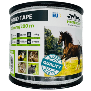 Taśma do pastucha elektrycznego SOLID 20 mm 200 m – biała