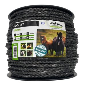 Czarna lina do ogrodzeń elektrycznych GOLIAT 8 mm 200 m