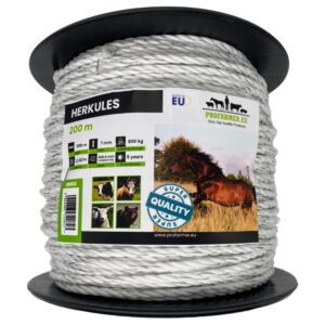 Lina do ogrodzeń elektrycznych HERKULES 7 mm 200 m – biała