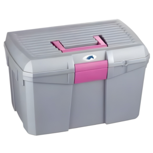 Skrzynka jeździecka na szczotki dla konia szara