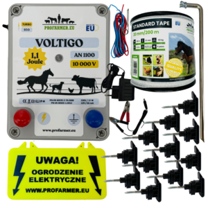 pastuch elektryczny dla konia zestaw z taśmą 200 m