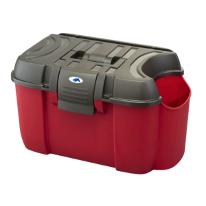 czerwona skrzynka jeździecka na szczotki dla konia