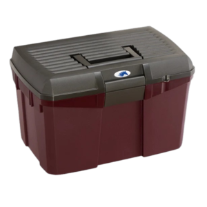 bordowa skrzynka na szczotki dla konia