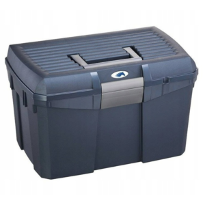 granatowa skrzynka na szczotki dla konia